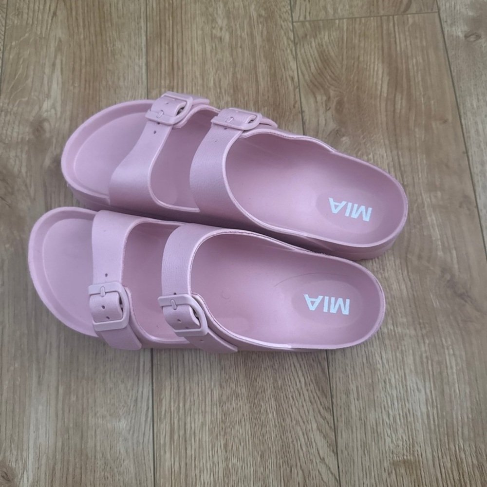 MIA Blush Pink Buckle Slides 10